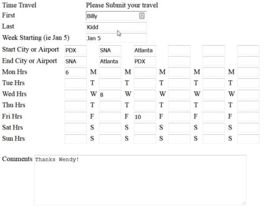 CQ Travel Time Card Example Unavailable
